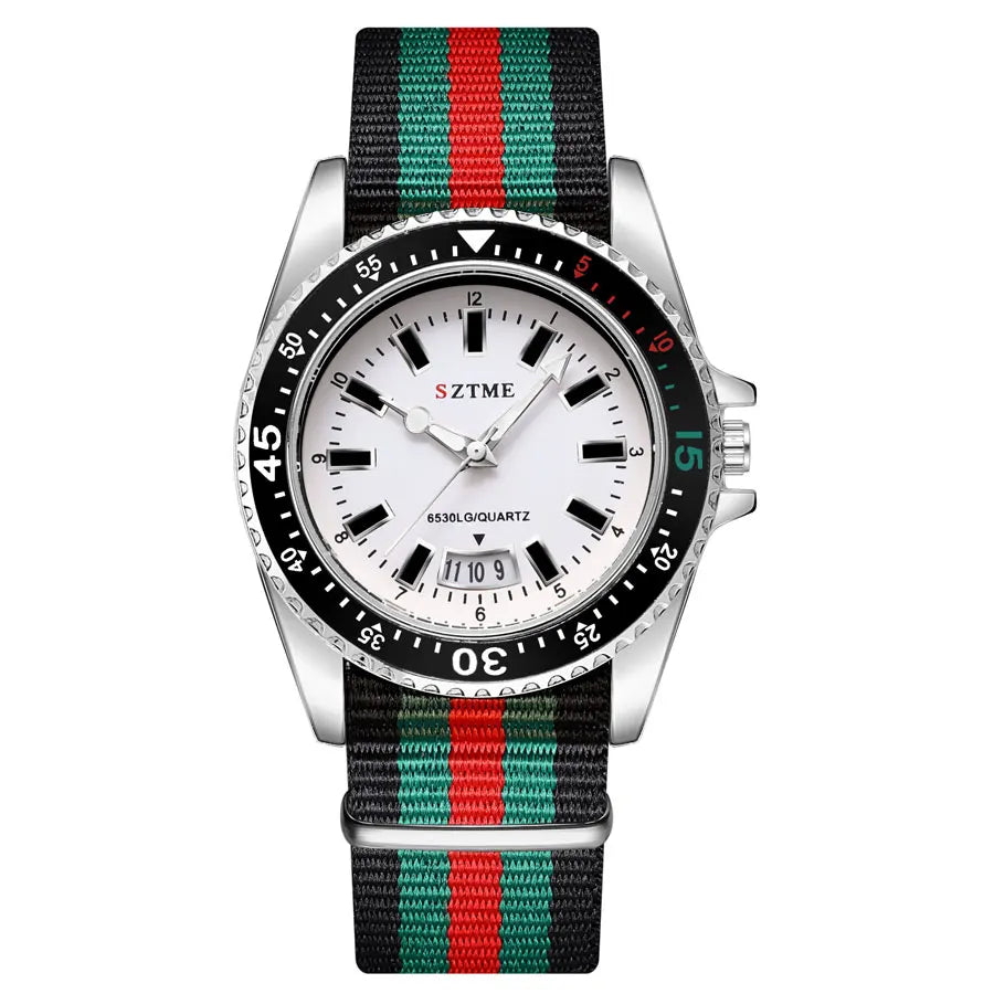 New fashionable men's nylon strap calendar watch, luxurious