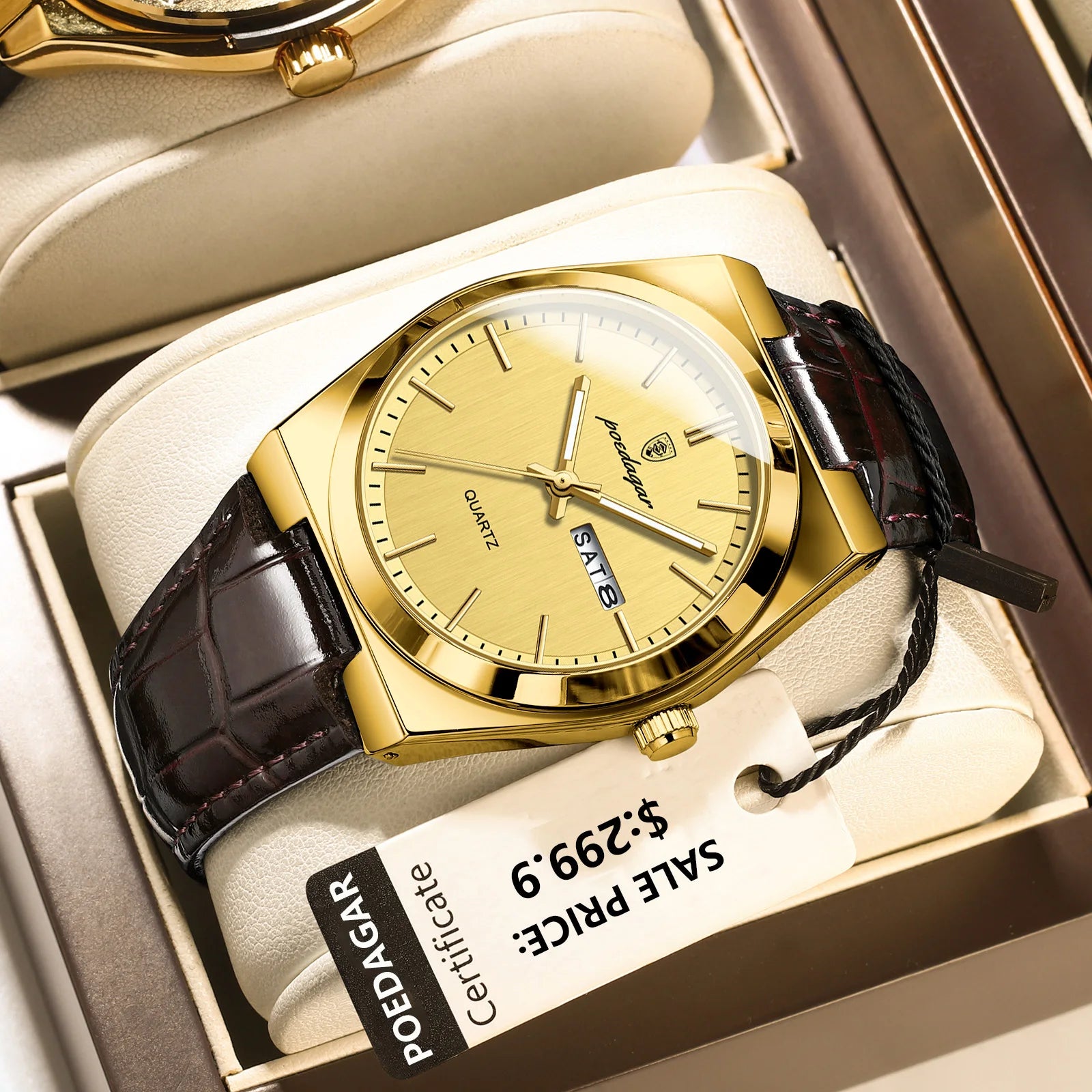 POEDAGAR Luxury Trend Men Watch Waterproof Luminous Date Week Man Wristwatch Military Outdoor Leather Men's Quartz Watch