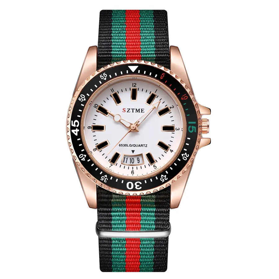 New fashionable men's nylon strap calendar watch, luxurious