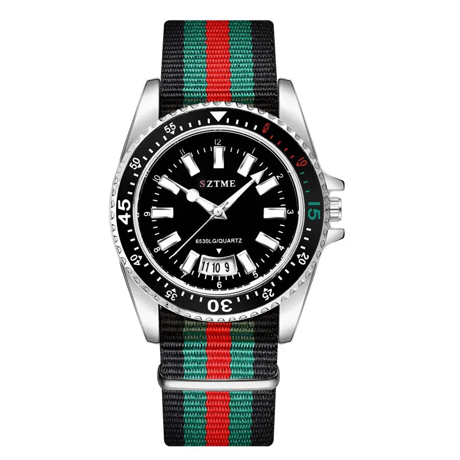 New fashionable men's nylon strap calendar watch, luxurious